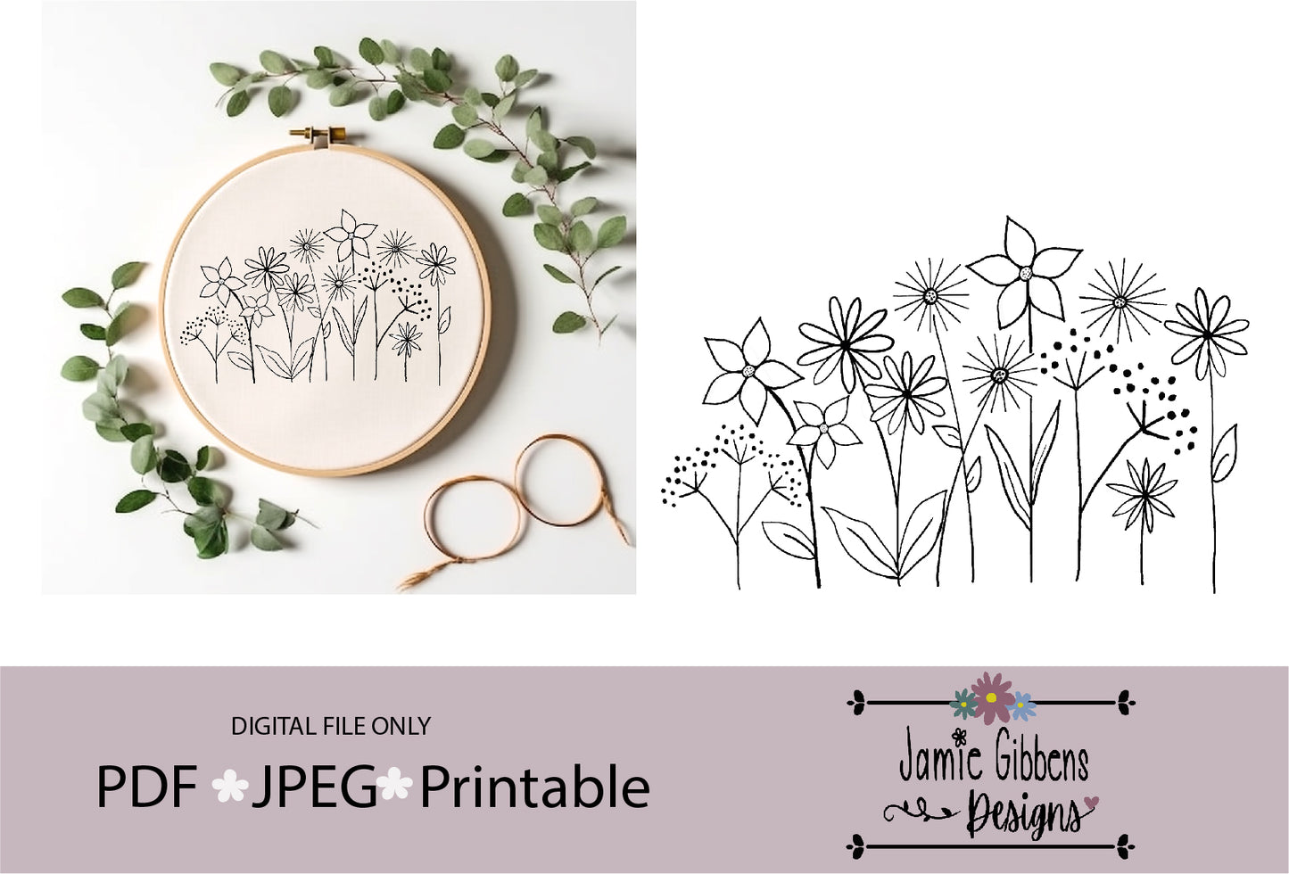 Wildflower Hand Embroidery Digital Pattern