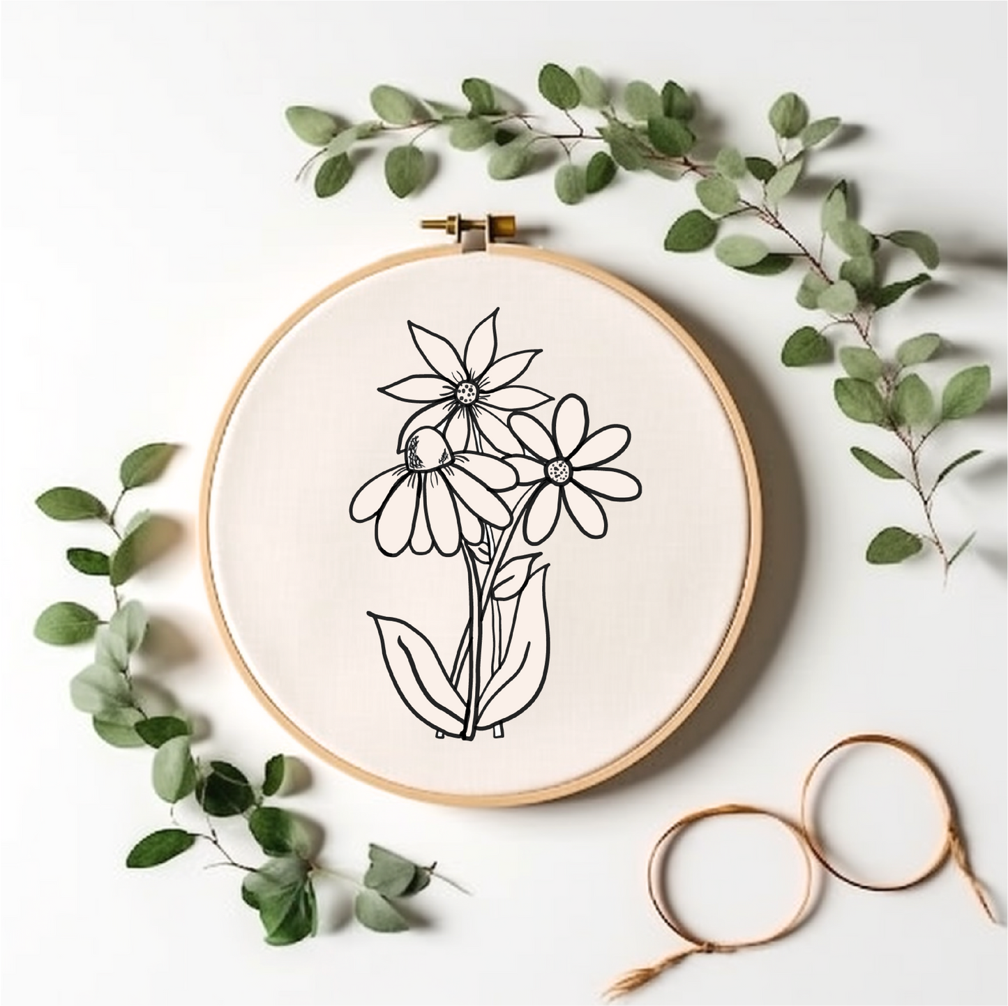 Daisy Trio Hand Embroidery Pattern-Digital File only