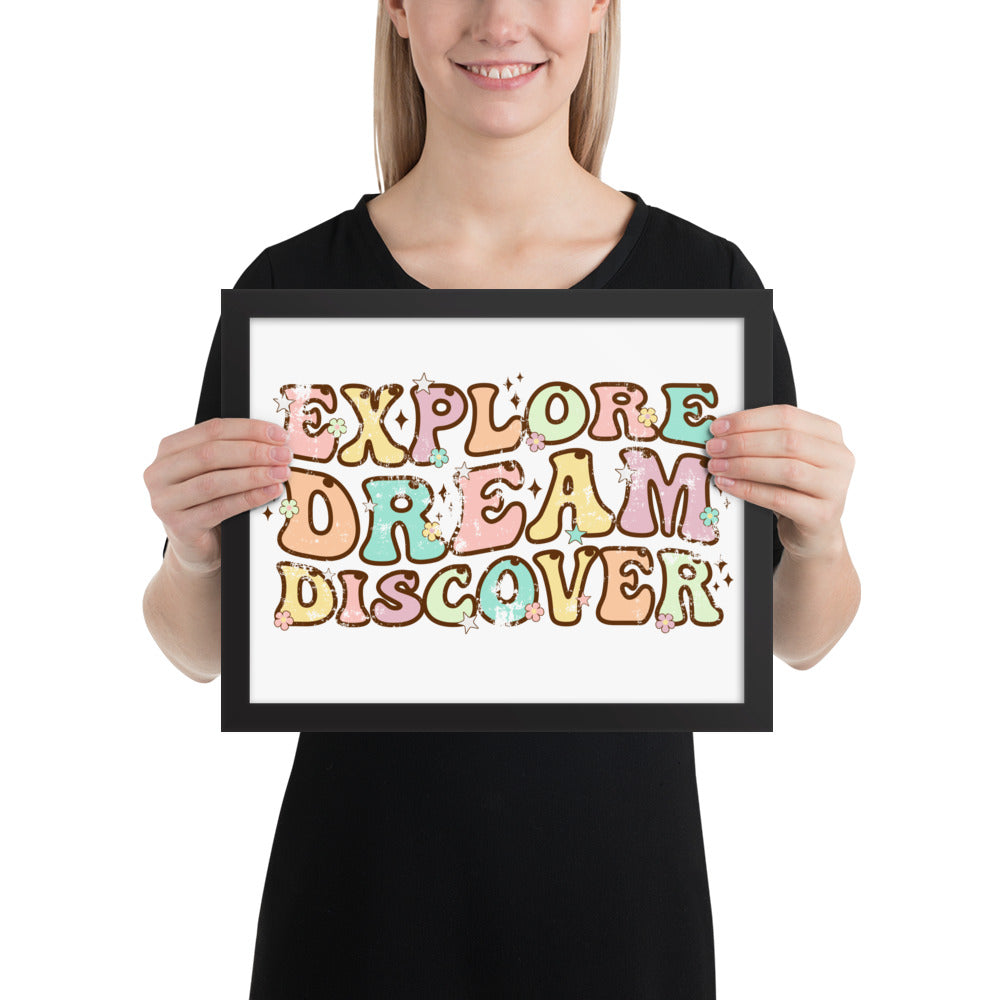 Explore, Dream Discover-Vintage Framed Wall Hanging