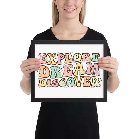 Explore, Dream Discover-Vintage Framed Wall Hanging
