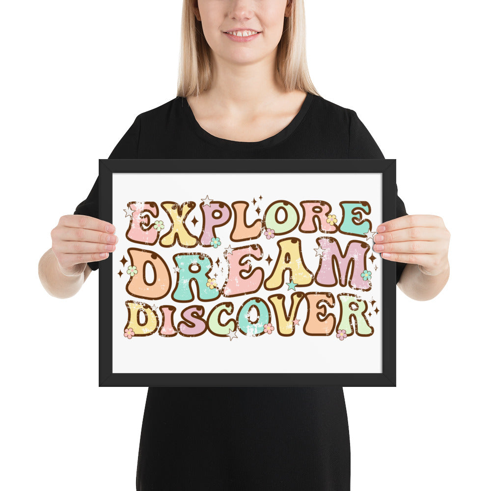 Explore, Dream Discover-Vintage Framed Wall Hanging