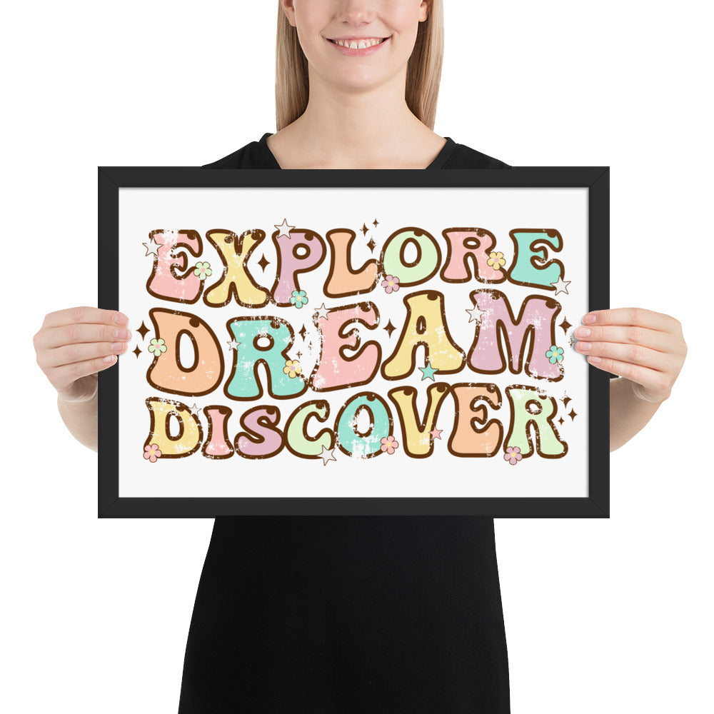 Explore, Dream Discover-Vintage Framed Wall Hanging