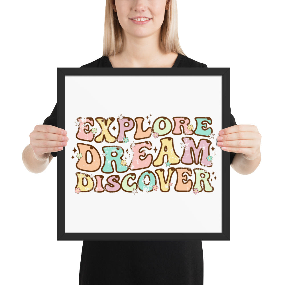 Explore, Dream Discover-Vintage Framed Wall Hanging
