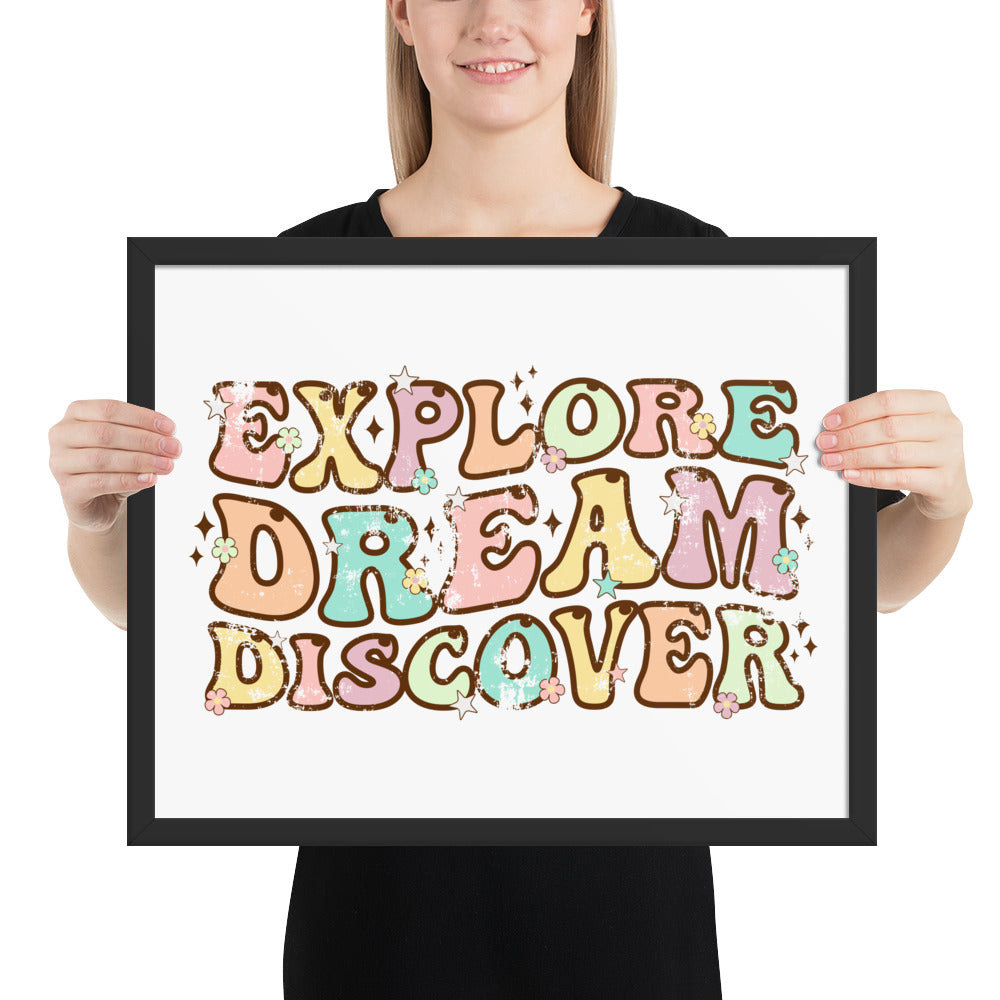 Explore, Dream Discover-Vintage Framed Wall Hanging