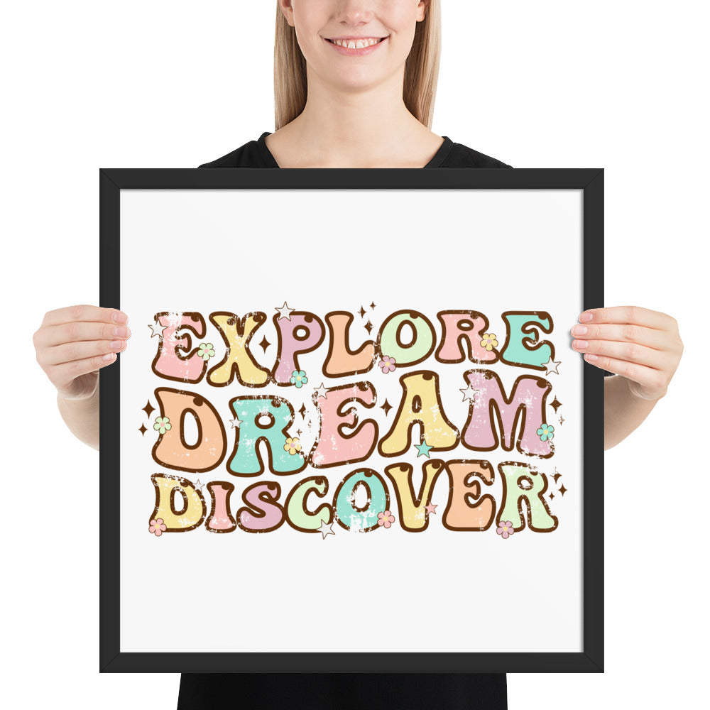 Explore, Dream Discover-Vintage Framed Wall Hanging