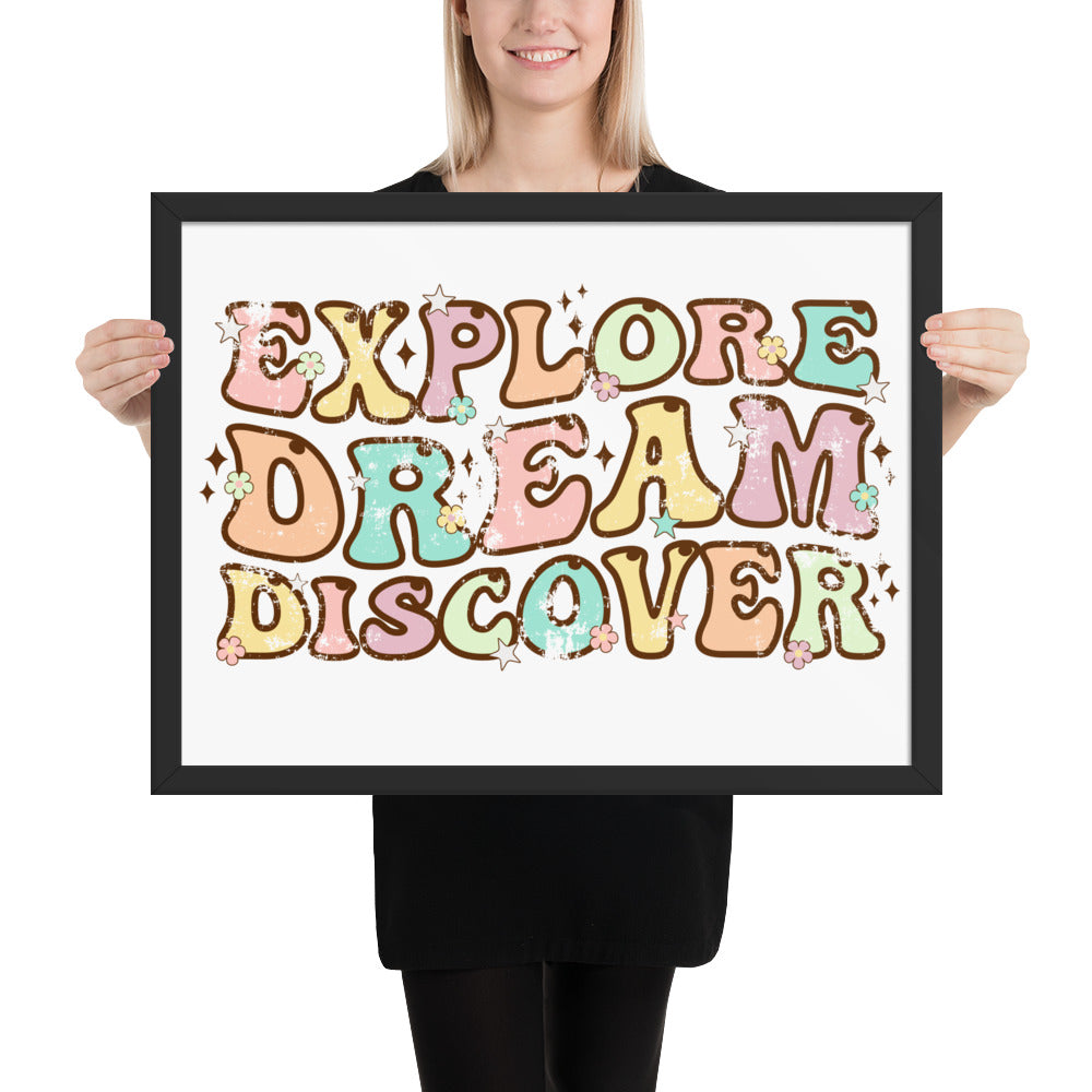 Explore, Dream Discover-Vintage Framed Wall Hanging
