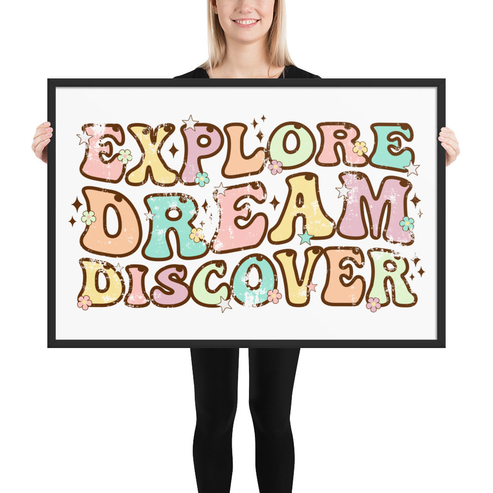 Explore, Dream Discover-Vintage Framed Wall Hanging