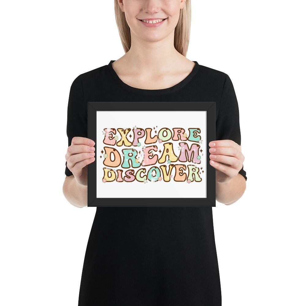 Explore, Dream Discover-Vintage Framed Wall Hanging
