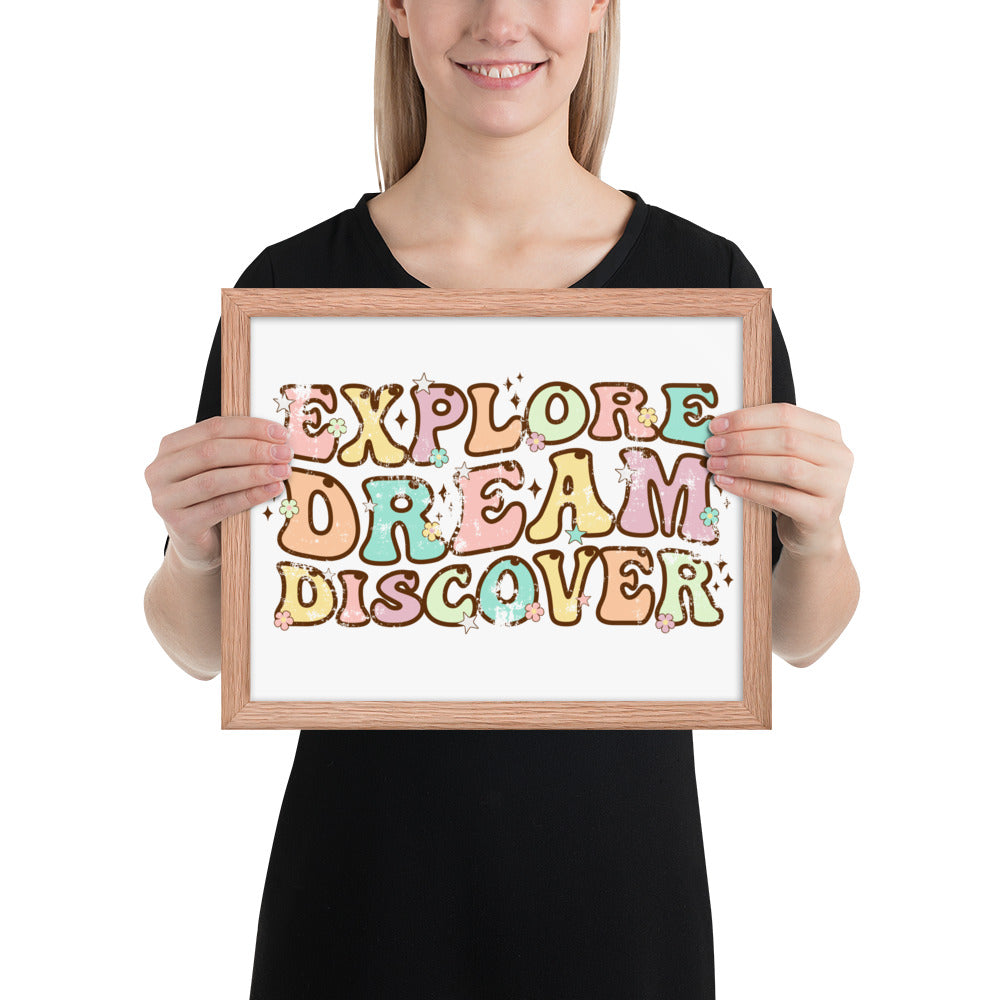 Explore, Dream Discover-Vintage Framed Wall Hanging