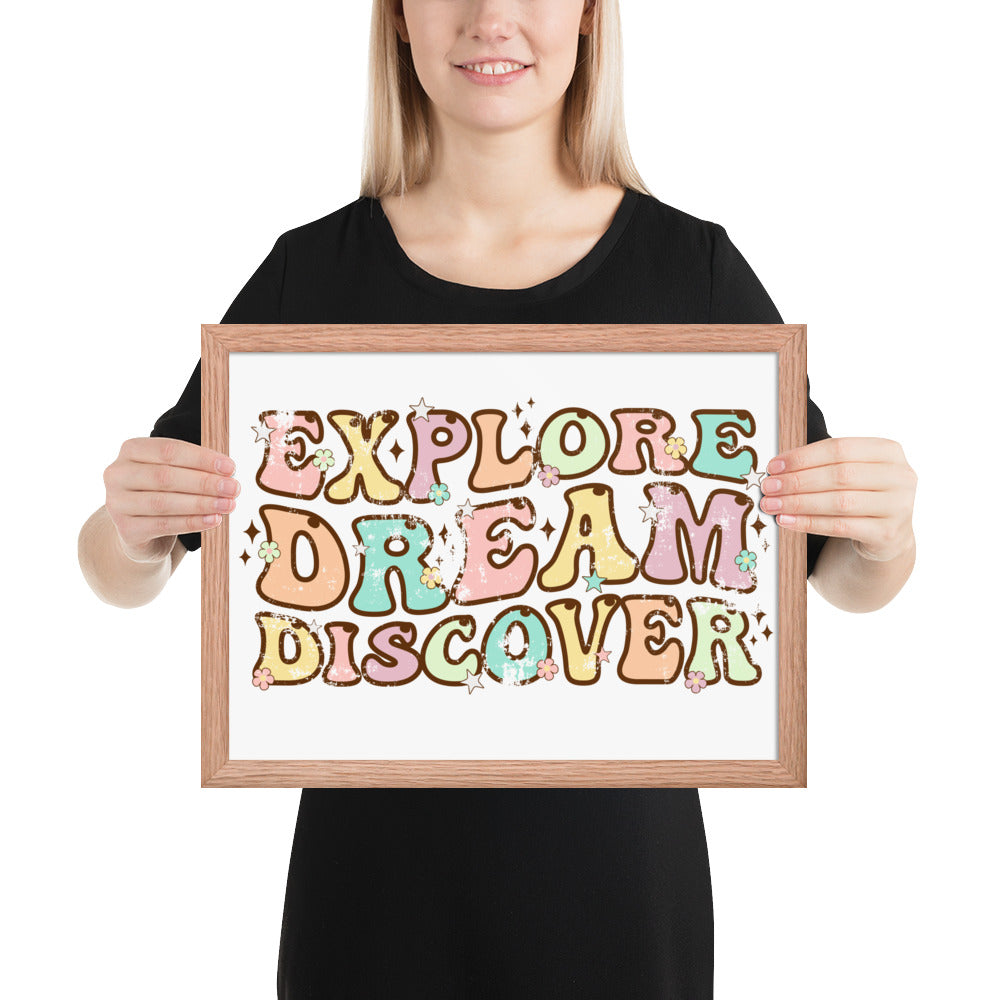 Explore, Dream Discover-Vintage Framed Wall Hanging