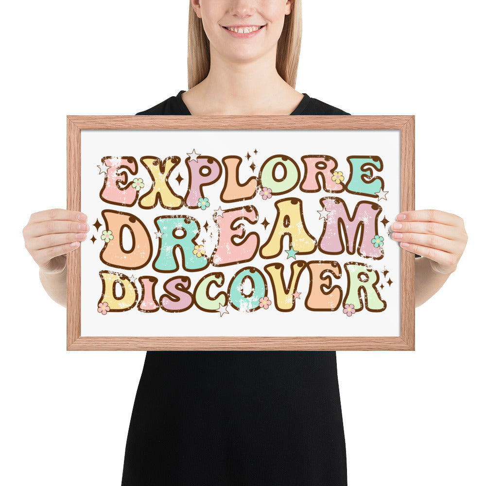 Explore, Dream Discover-Vintage Framed Wall Hanging
