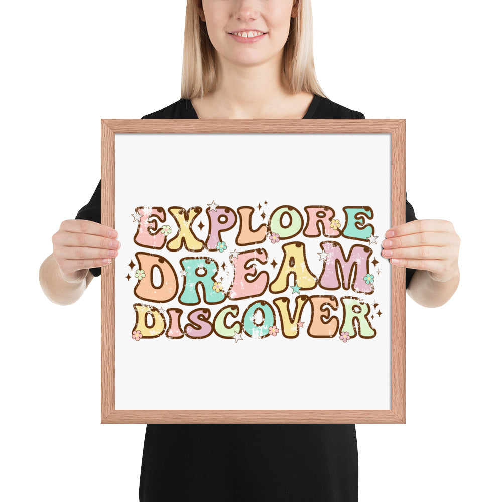 Explore, Dream Discover-Vintage Framed Wall Hanging
