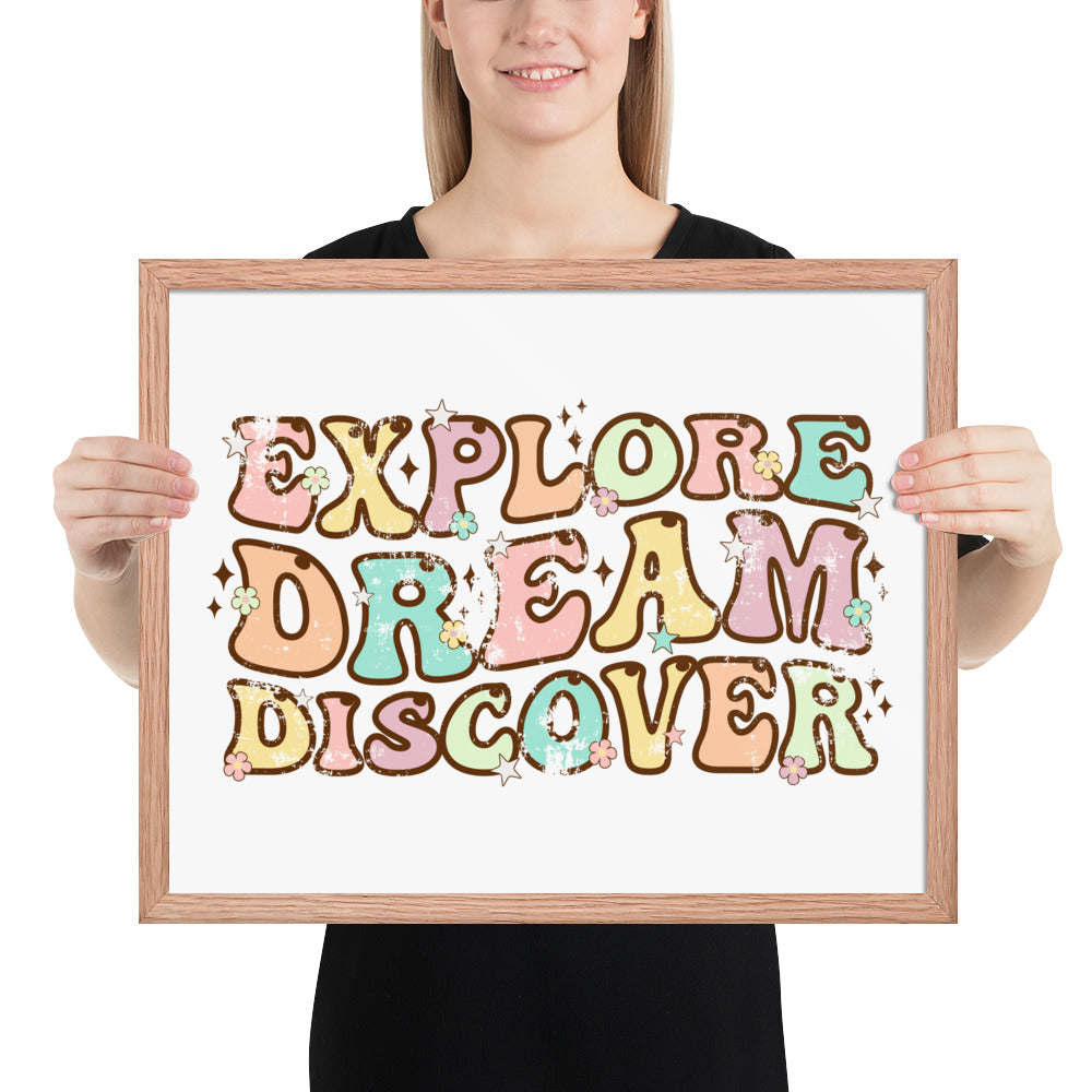 Explore, Dream Discover-Vintage Framed Wall Hanging