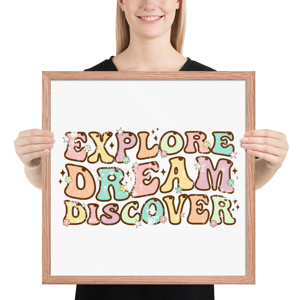 Explore, Dream Discover-Vintage Framed Wall Hanging