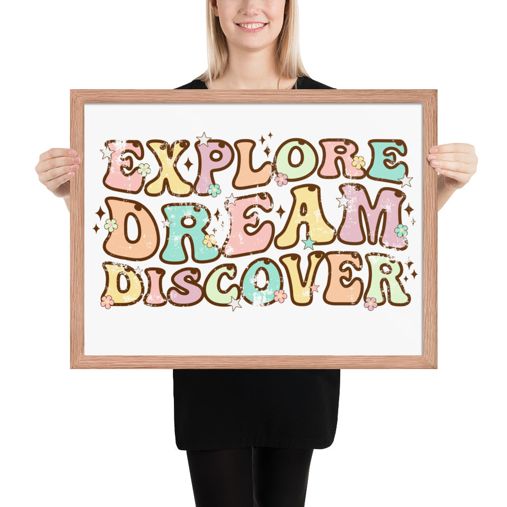 Explore, Dream Discover-Vintage Framed Wall Hanging