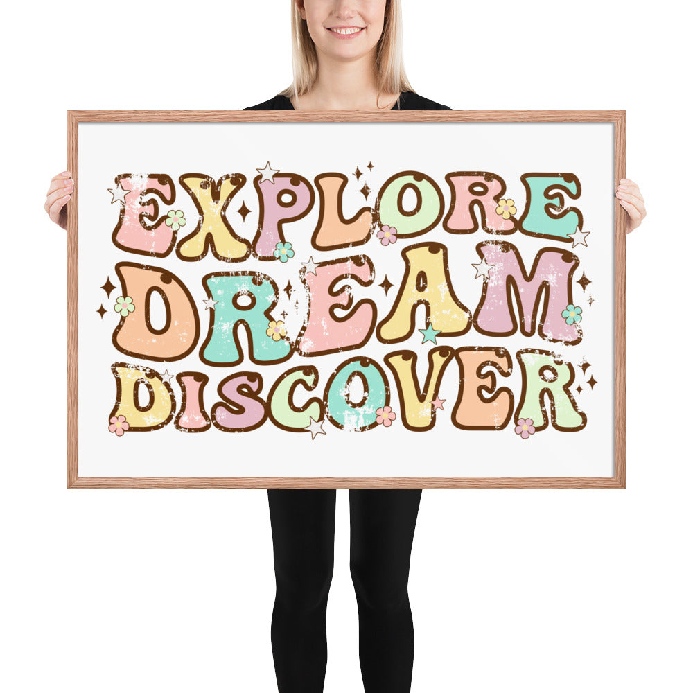 Explore, Dream Discover-Vintage Framed Wall Hanging