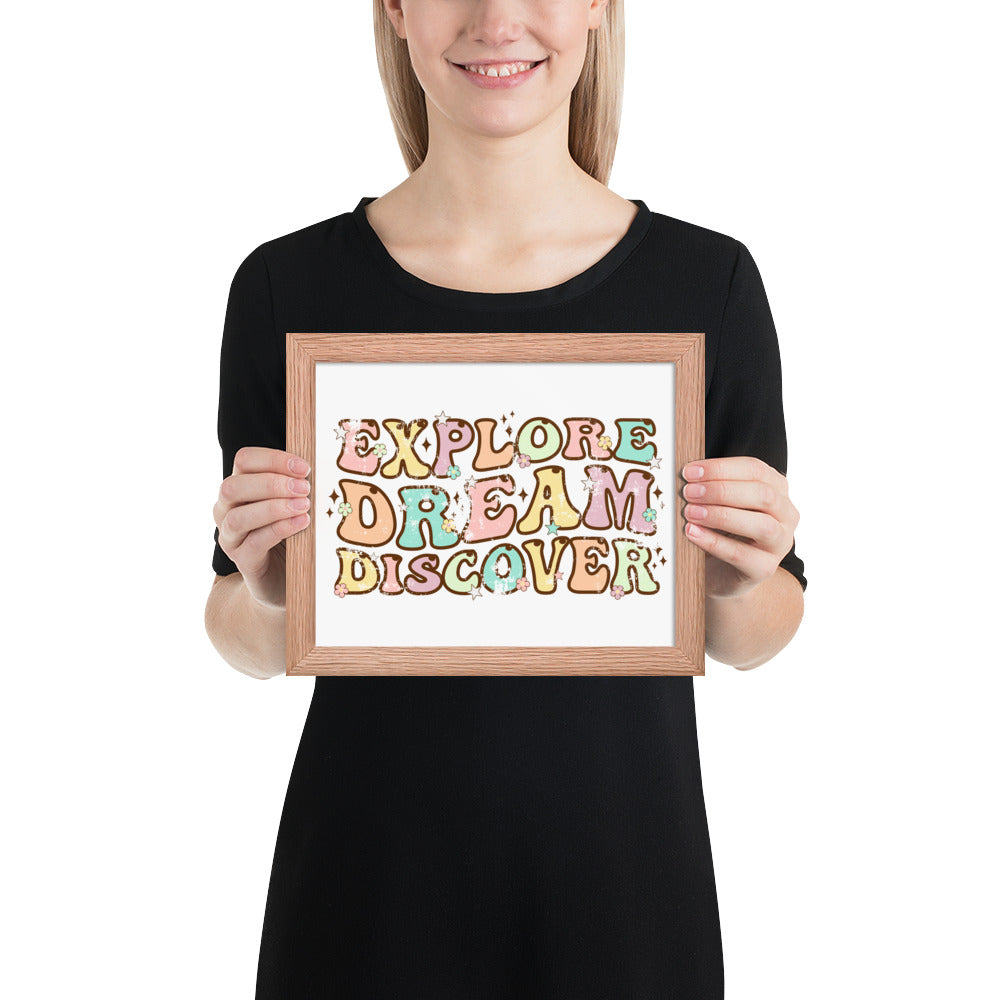 Explore, Dream Discover-Vintage Framed Wall Hanging