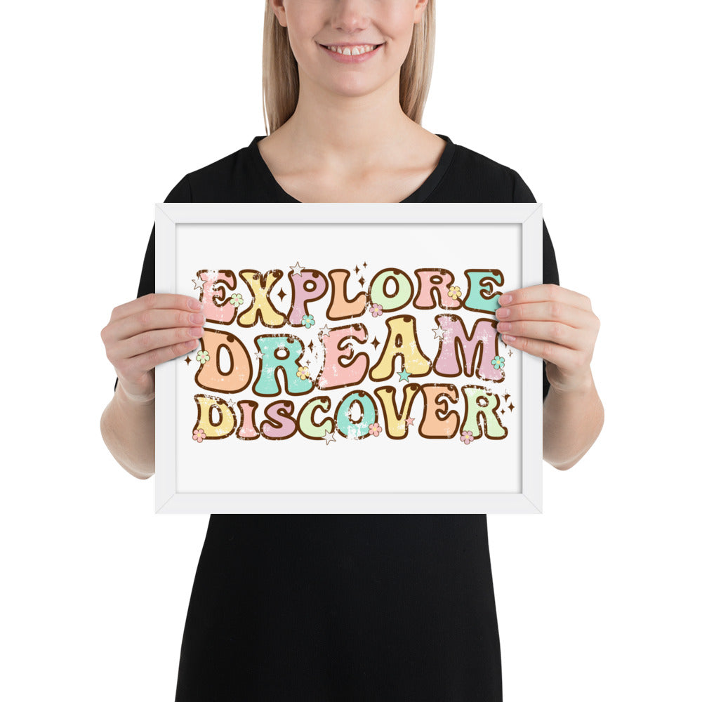 Explore, Dream Discover-Vintage Framed Wall Hanging