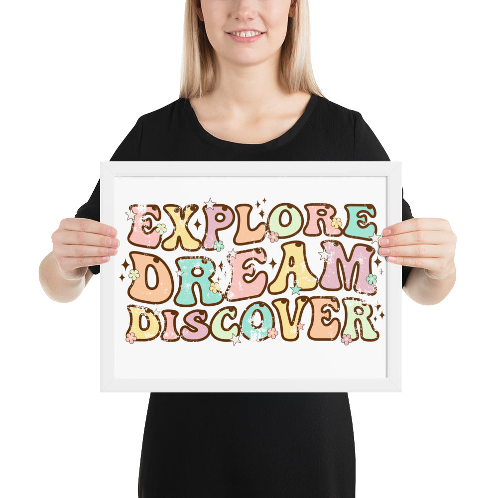 Explore, Dream Discover-Vintage Framed Wall Hanging
