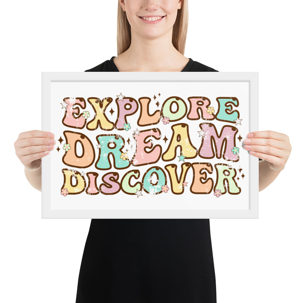 Explore, Dream Discover-Vintage Framed Wall Hanging