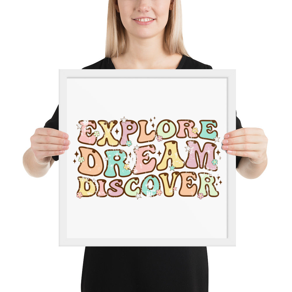 Explore, Dream Discover-Vintage Framed Wall Hanging