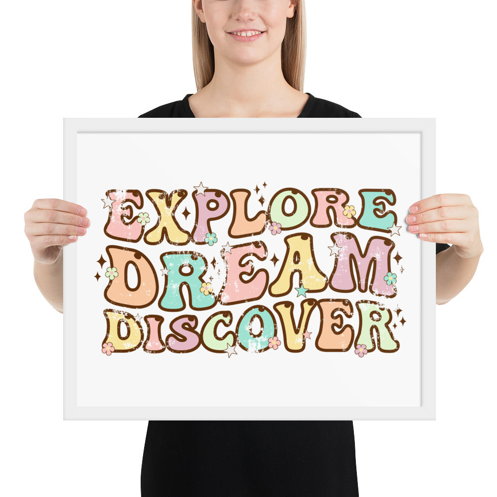Explore, Dream Discover-Vintage Framed Wall Hanging