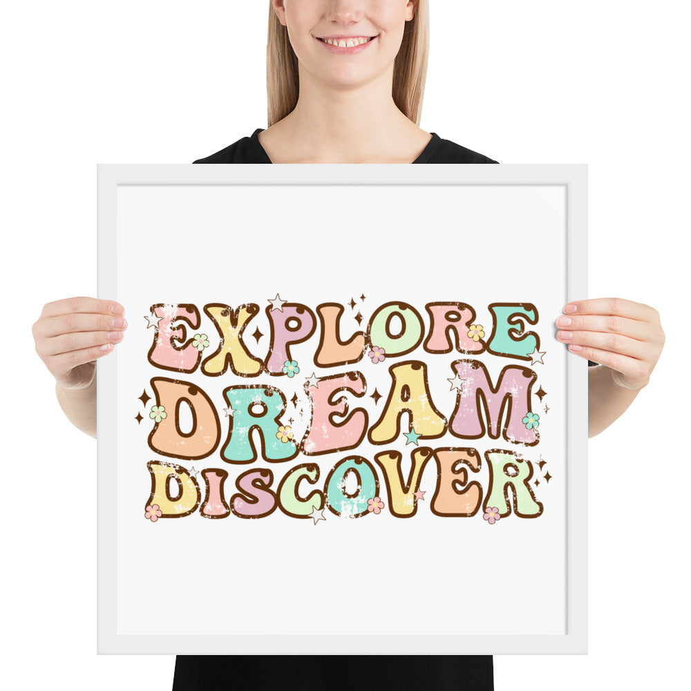 Explore, Dream Discover-Vintage Framed Wall Hanging
