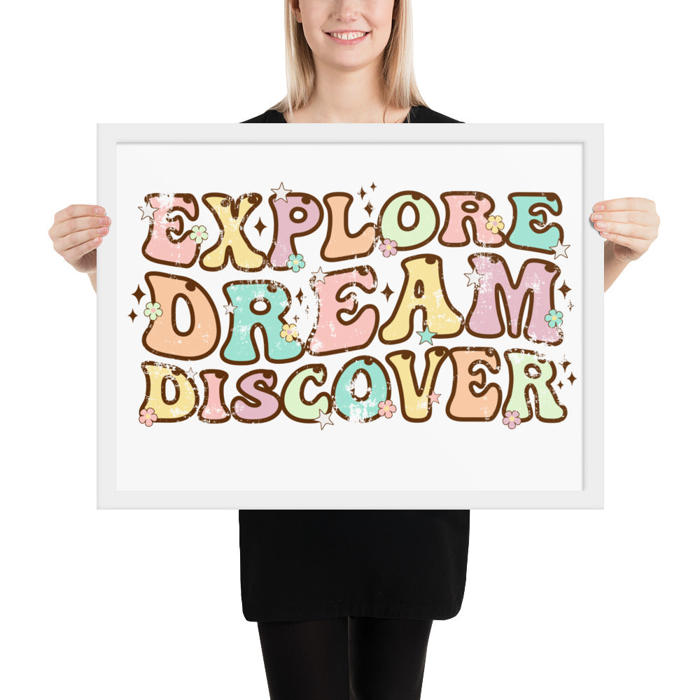 Explore, Dream Discover-Vintage Framed Wall Hanging