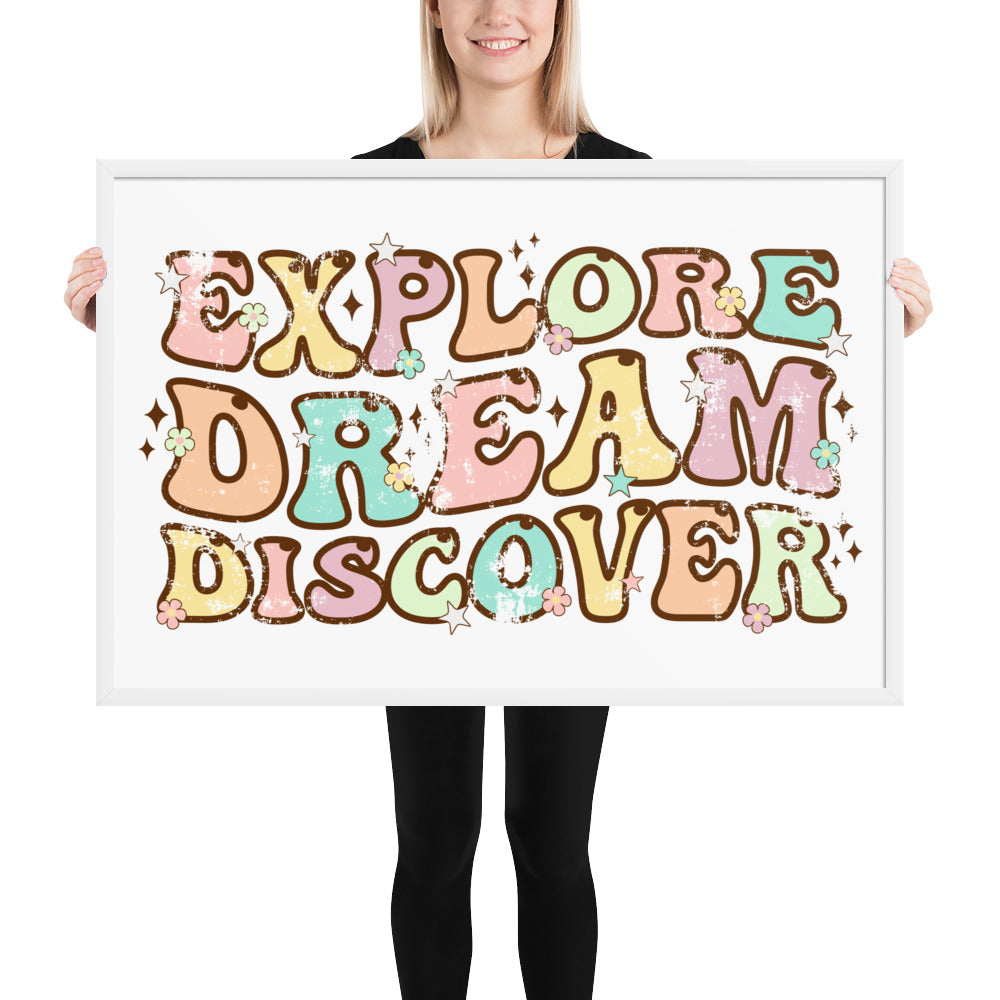Explore, Dream Discover-Vintage Framed Wall Hanging