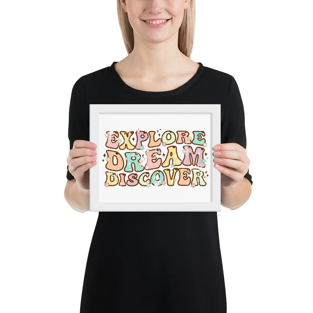 Explore, Dream Discover-Vintage Framed Wall Hanging
