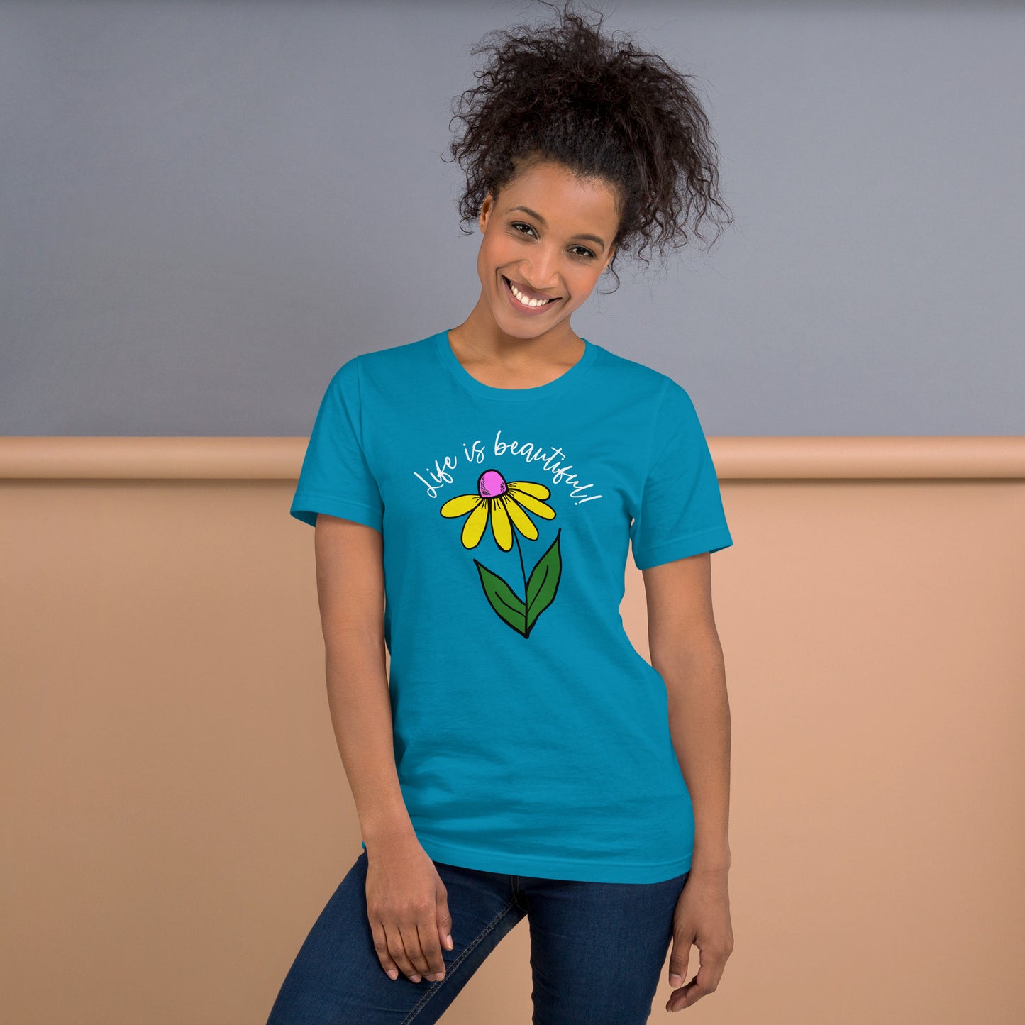 Life is Beautiful Unisex T-shirt with white lettering
