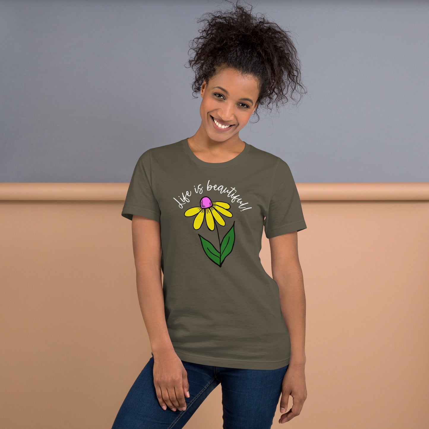 Life is Beautiful Unisex T-shirt with white lettering