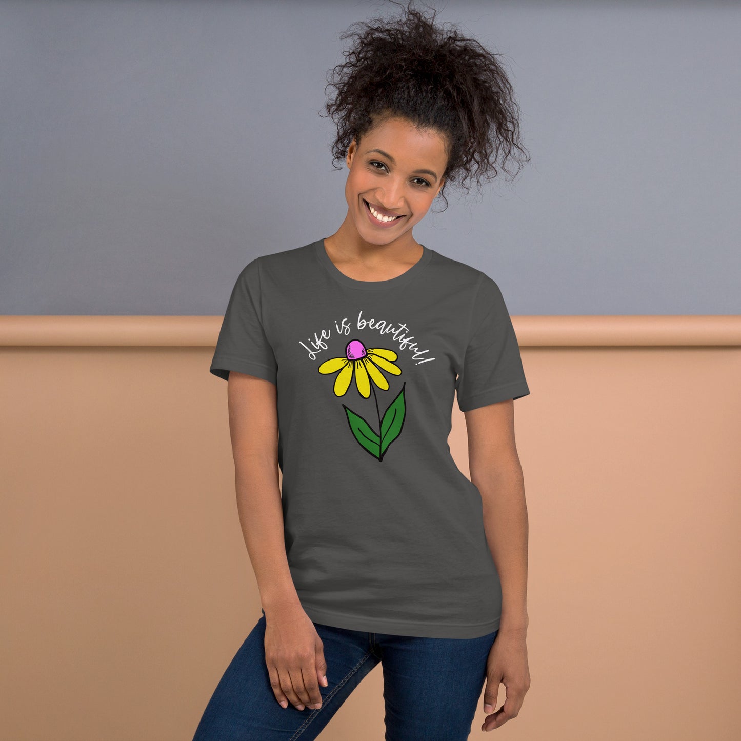 Life is Beautiful Unisex T-shirt with white lettering