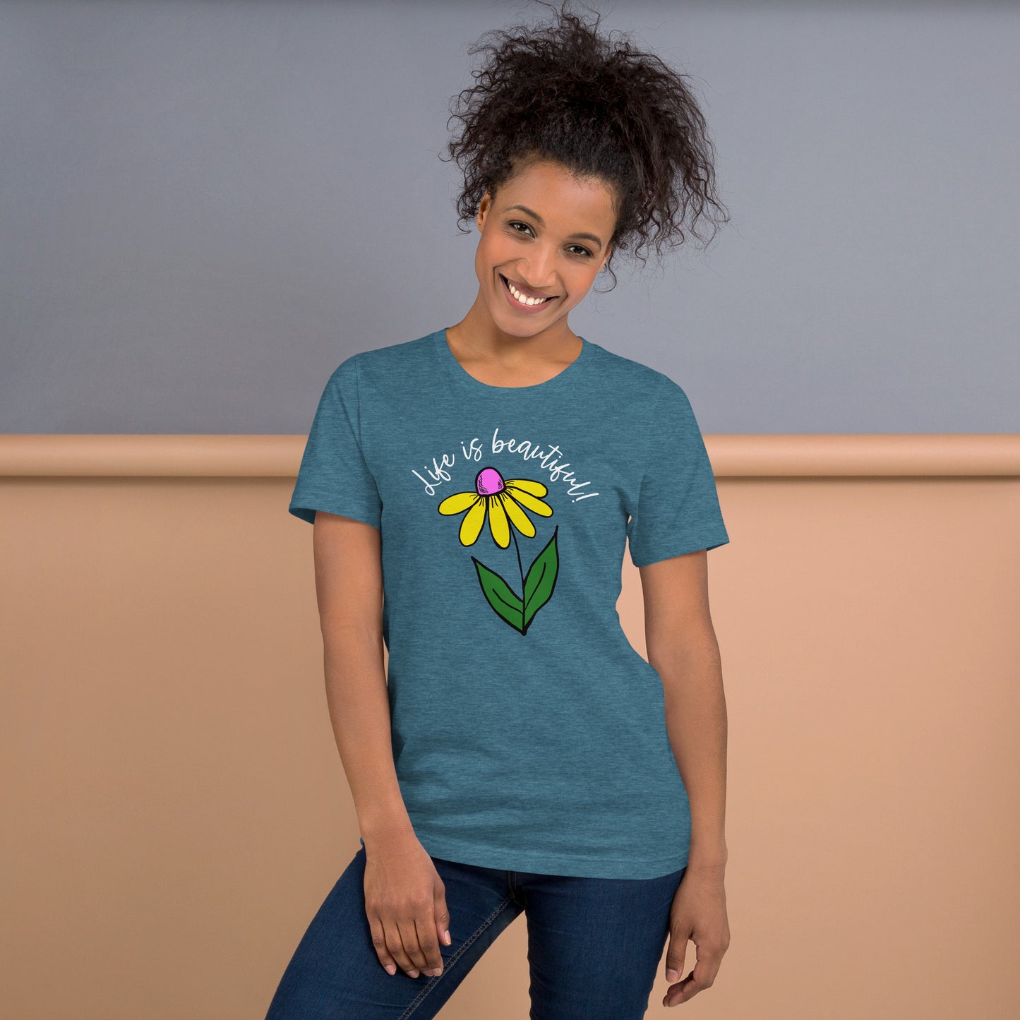 Life is Beautiful Unisex T-shirt with white lettering