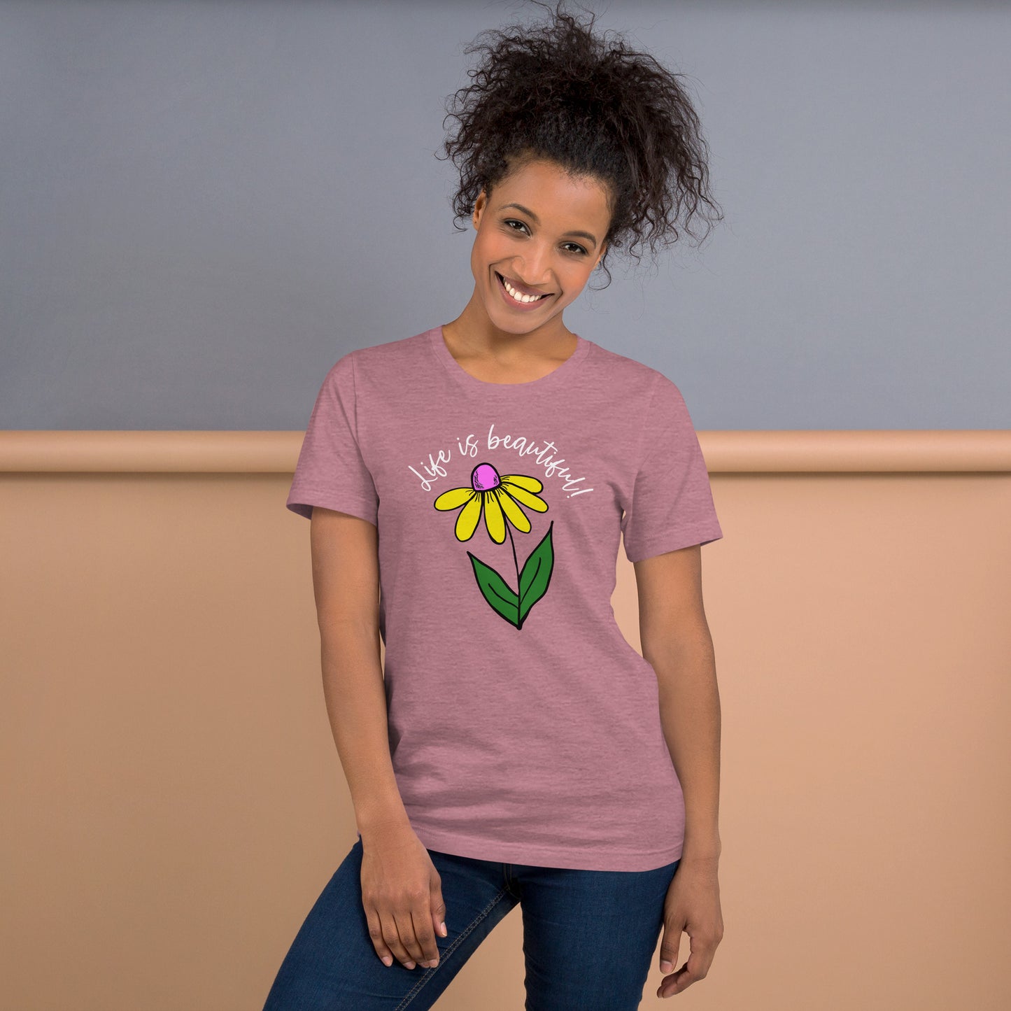 Life is Beautiful Unisex T-shirt with white lettering
