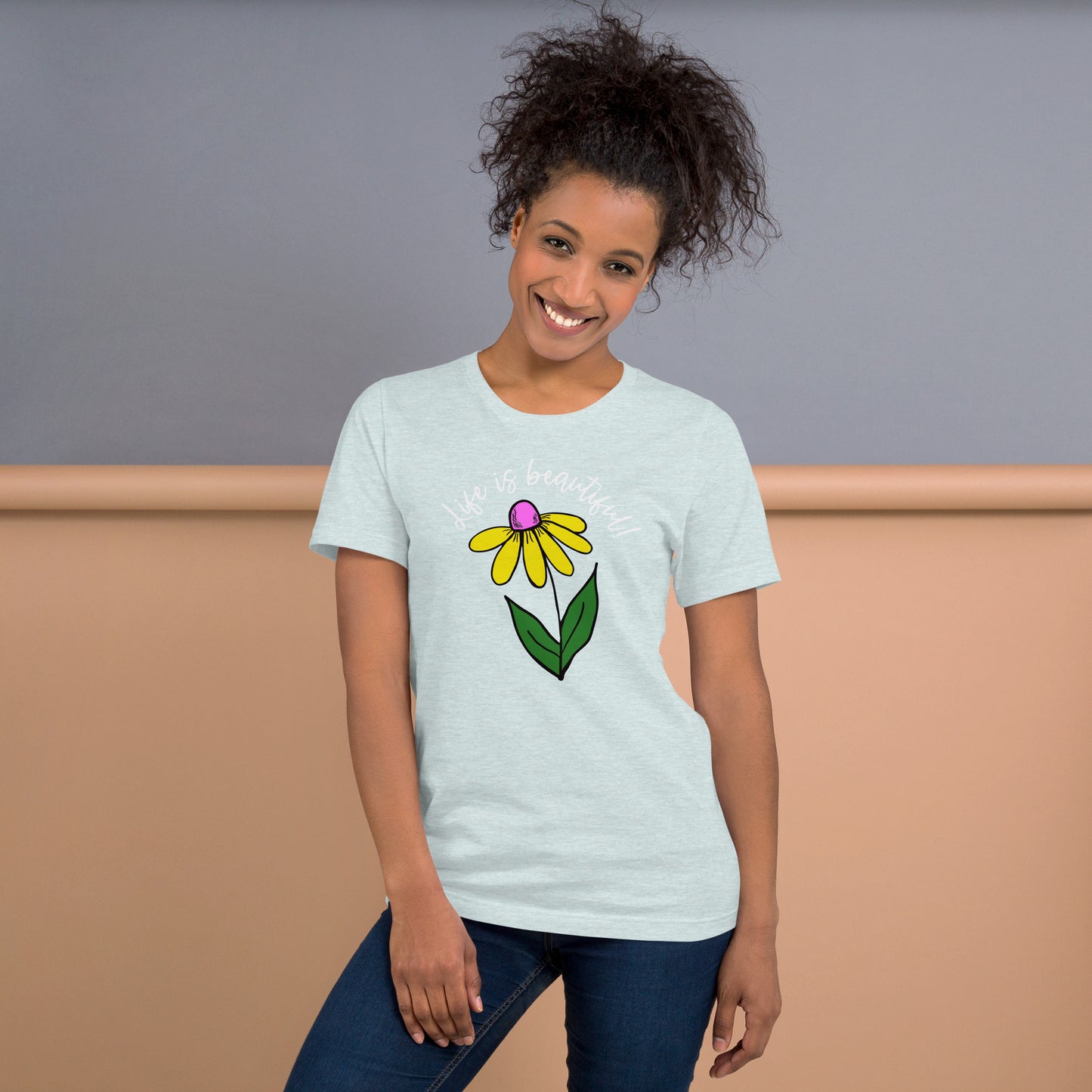 Life is Beautiful Unisex T-shirt with white lettering
