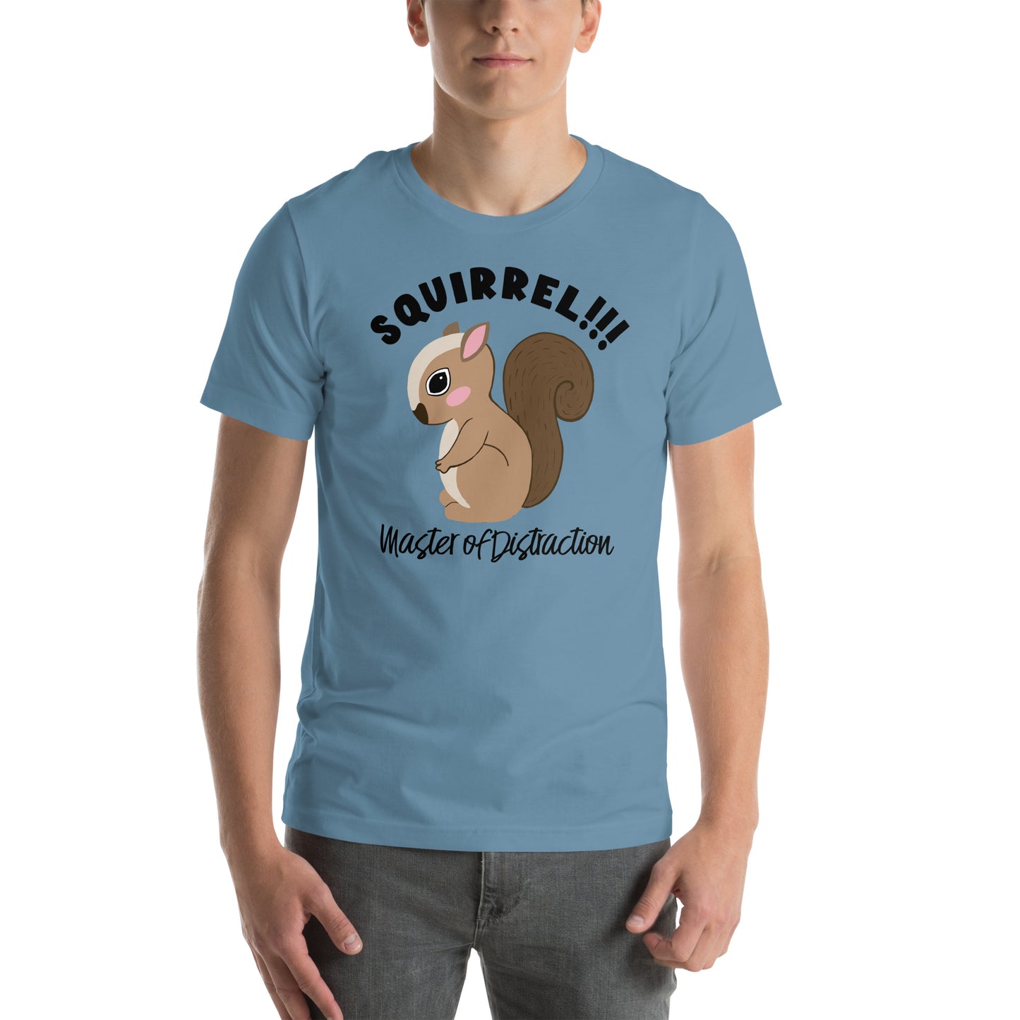 Squirrel-Master of Distraction Black Text-Unisex t-shirt