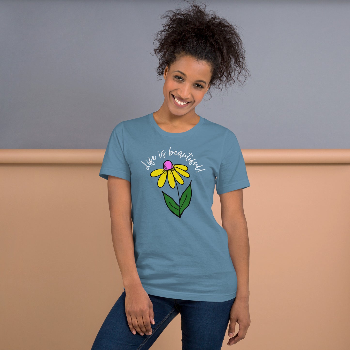 Life is Beautiful Unisex T-shirt with white lettering
